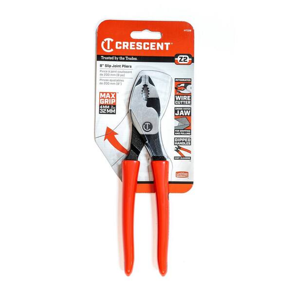 Crescent Z2 8 in. Slip Joint Pliers with Dipped Grips HTZ28 - The