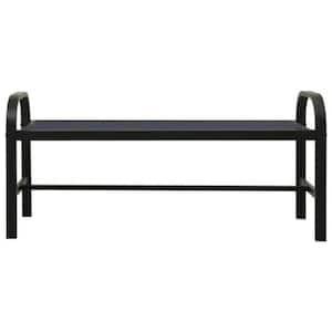 Black 49 in. Metal and WPC Outdoor Bench