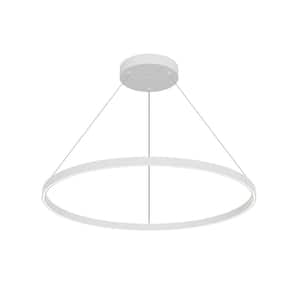 Cerchio 36 in. 1 Light 84-Watt White Integrated LED Pendant Light