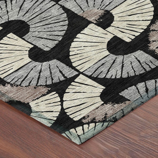 Chantille Machine Washable Indoor/Outdoor Abstract ACN2462 Black 8 ft. x 10 ft. Area Rug