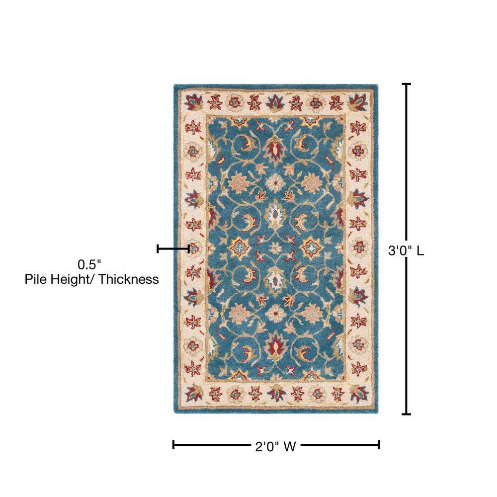 Antiquity Blue and Beige Wool Tufted Area Rug