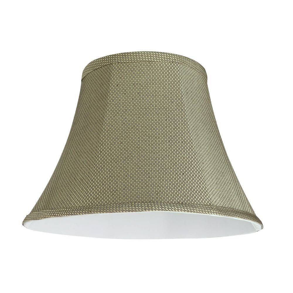 Light Beige Jacquard Textured Silk Bell Lamp Shade, 13" Wide