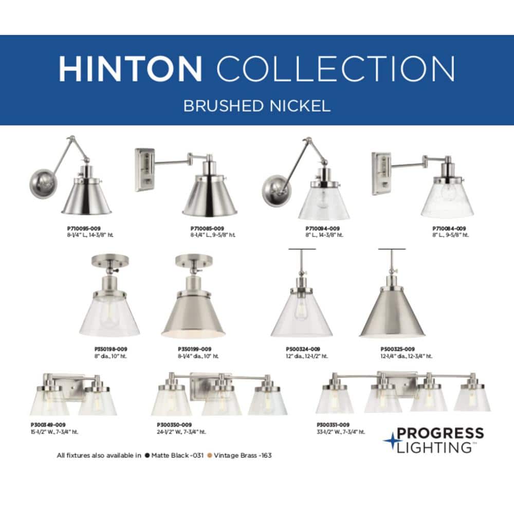 Hinton Brushed Nickel 1-Light Flush Mount with Seeded Glass Shade