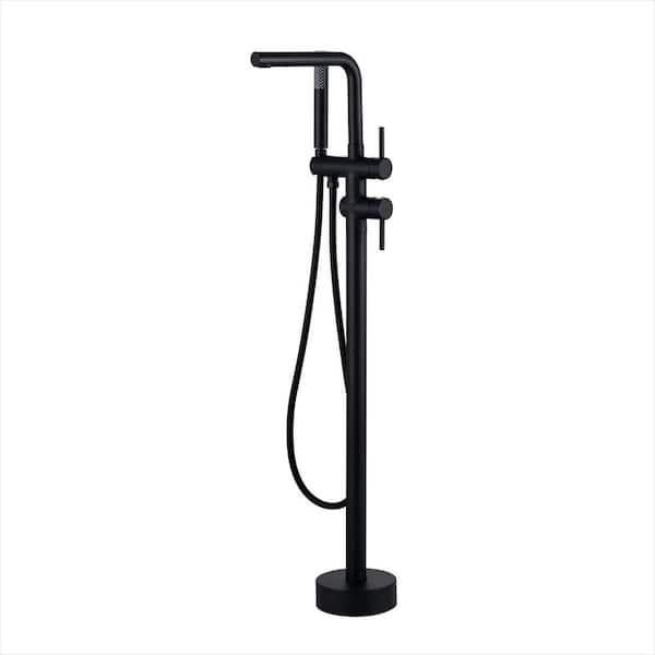 2-Handle Freestanding Tub Faucet with Handshower in. Matte Black