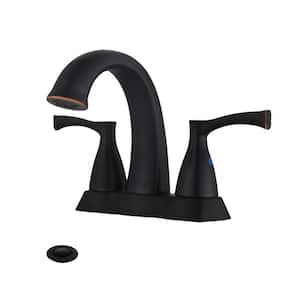 Lenna 4 in. Centerset Double-Handle Bath Lavatory Vanity Faucet with Pop-Up Sink Drain in Oil Rubbed Bronze