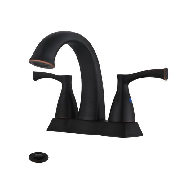 YASINU 4 in. Centerset 2-Handle Bathroom Faucet with Drain Kit Included in Oil Rubbed Bronze