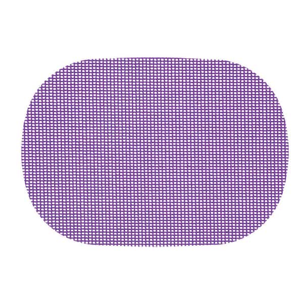 Fishnet 17 in. x 12 in. Purple PVC Covered Jute Oval Placemat (Set of 6)
