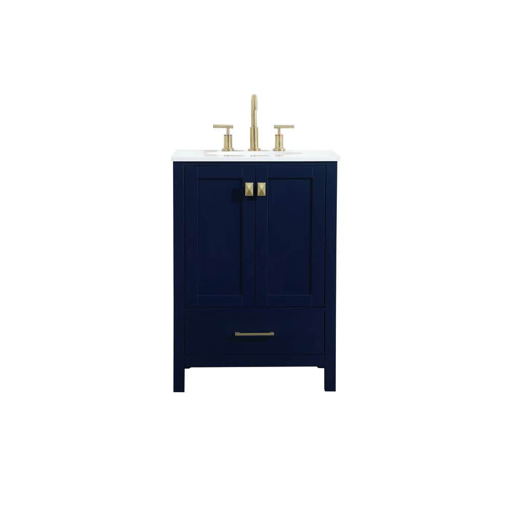 Simply Living 24 in. W x 19 in. D x 34 in. H Bath Vanity in Blue with Calac