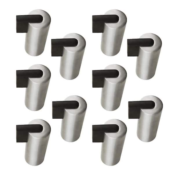 DSIX 2-5/32 in. Tall, 1 in. Dia Satin Stainless Steel Round Floor Mount Door Stop (10-Pack)