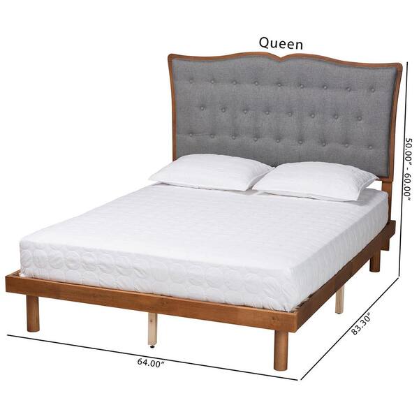 Baxton Studio Elitia Gray Wood Frame Queen Platform Bed