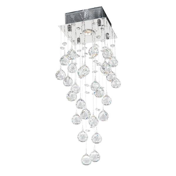 Worldwide Lighting Icicle Ceiling Light 1 Light Chrome with Clear Crystal Ceiling Light