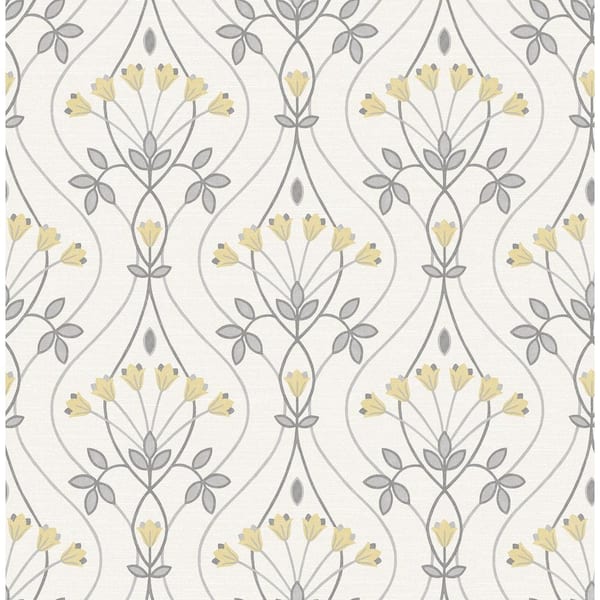 A-Street Prints Dard Grey Tulip Ogee Wallpaper Sample