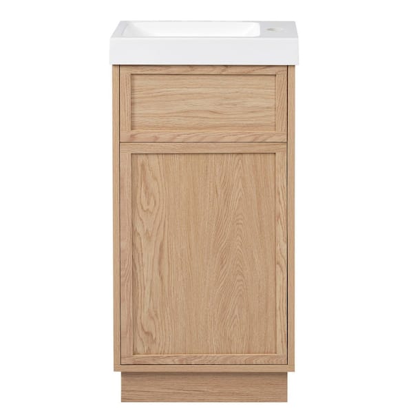 16 in. Freestanding Wood Grain Bath Vanity with White Cultured Marble Top Unassembled
