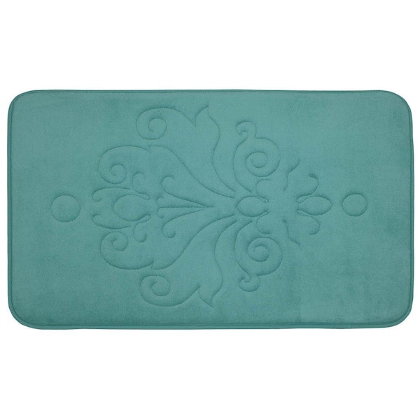 BounceComfort Reve Marine Blue 20 in. x 32 in. Memory Foam Bath Mat