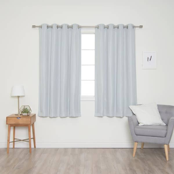 Best Home Fashion Light Gray Solid Blackout Curtain - 52 in. W x 63 in. L (Set of 2)