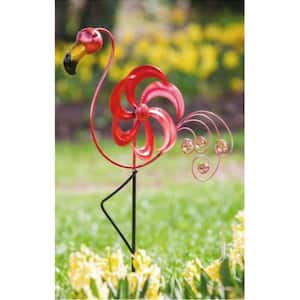 31 in. Cheerful Summer Days Red Bird Garden Stake with Kinetic Wind Spinner