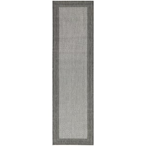 Gray 2 x 7 Border Doormat 2 ft. x 7 ft. Area Rug