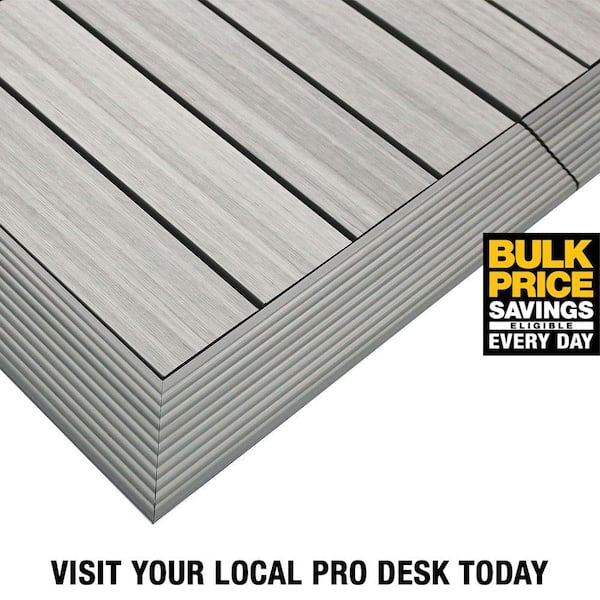 1/6 ft. x 1 ft. Quick Deck Composite Deck Tile Outside Corner Fascia in Icelandic Smoke White (2-Pieces/Box)