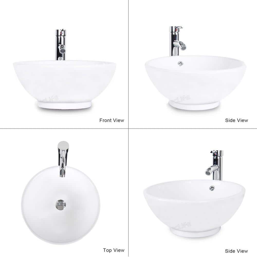 Gray MDF Single Sink Bath Vanity with White Ceramic Top and Chrome Faucet