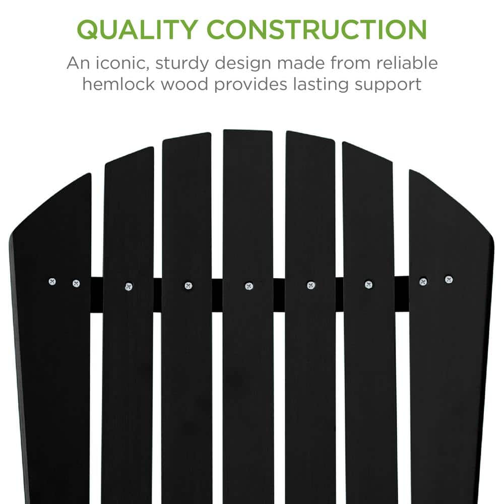 Black Folding Wooden Adirondack Chair with Arms