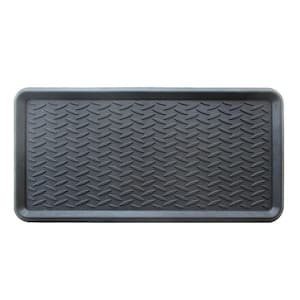Easy Clean Waterproof Non-Slip Indoor/Outdoor Black Plate 16 in. x 32 in. Rubber Boot Tray