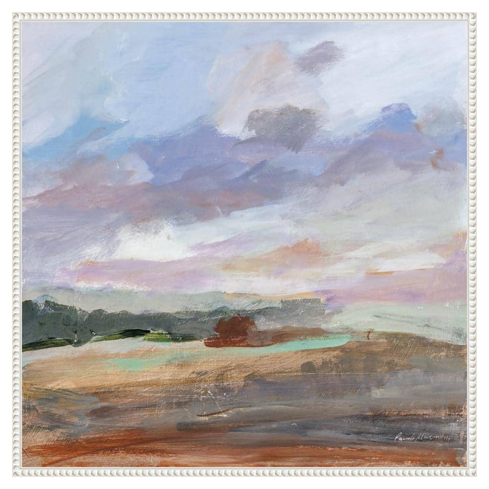 Seashore Without End Abstract Landscape Canvas Art in White Frame