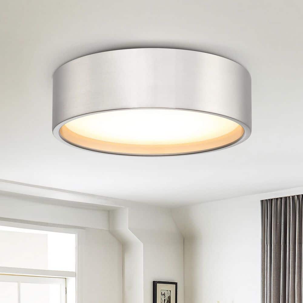 pasentel Modern 14 in. Integrated LED 24-Watt Brushed Nickel Flush
