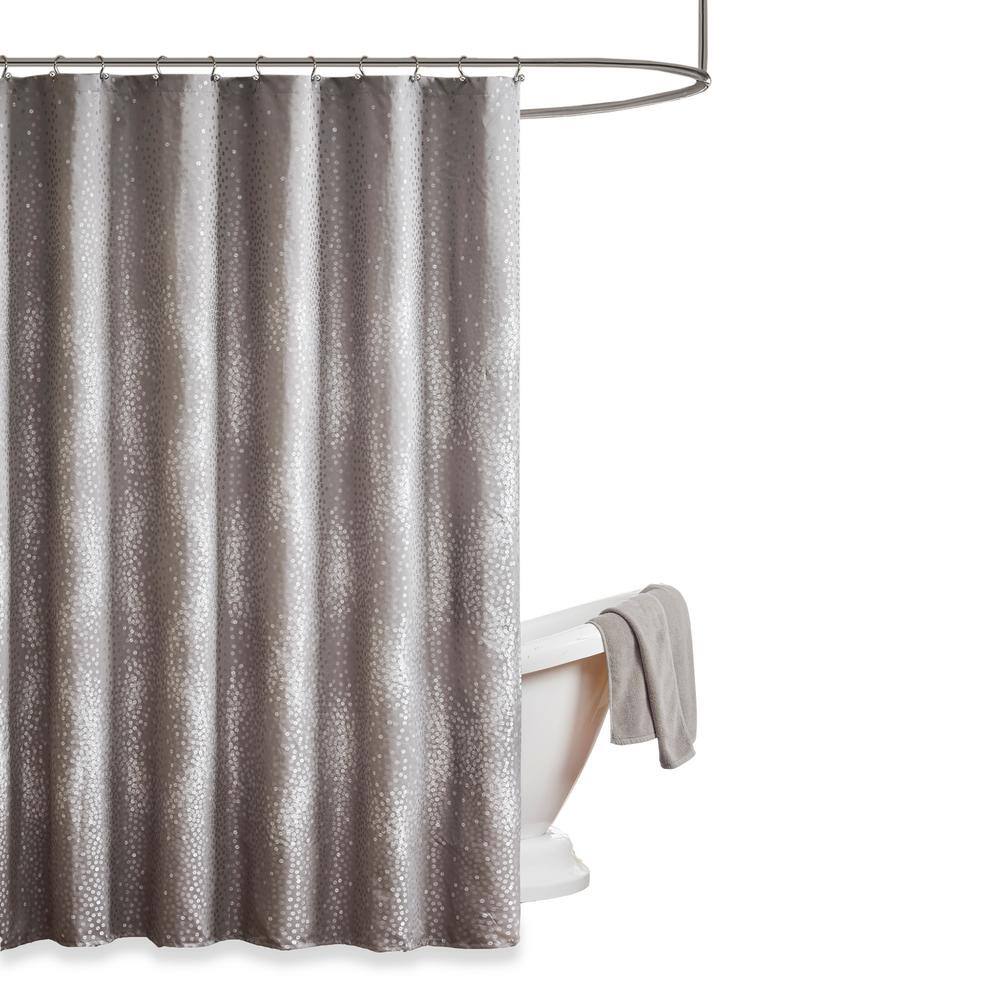 Madison Park Crawford Grey 72 in. Shower Curtain MP701919 The Home Depot