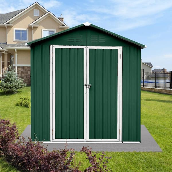 6 ft. W x 4 ft. D Apex Roof Outdoor Storage Shed (Green and White)