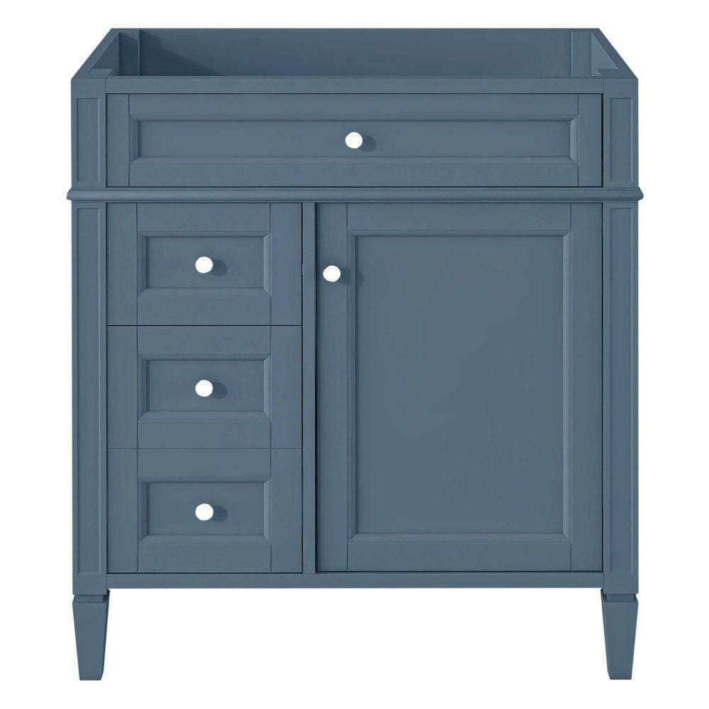 30. in. Modern Bath Vanity Cabinet without Top in Indigo with 2 Drawers and a Tip-out Drawer