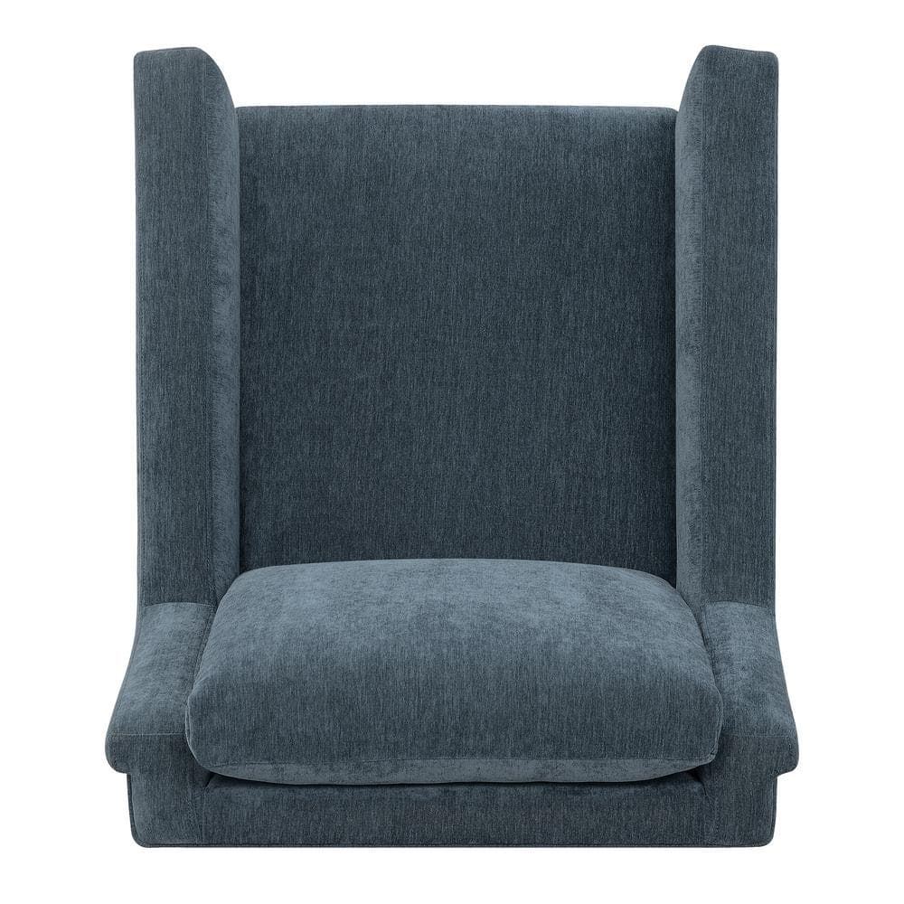 Mid-Century Slate Blue Accent Chair with Gold Legs