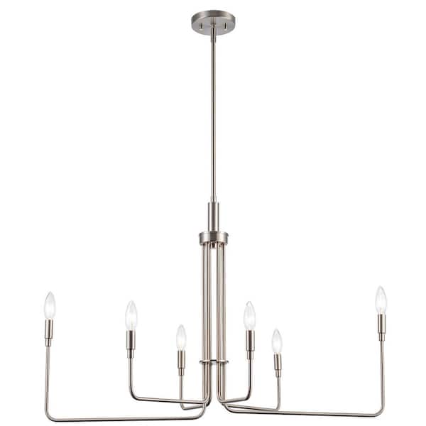 Bel Air Lighting Charlotte 6-Light Brushed Nickel Candle Chandelier Light Fixture