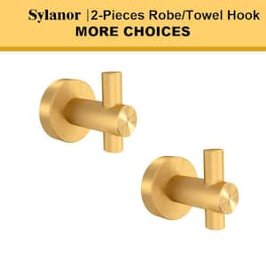 NestPro 2-Pieces Wall Mounted J-Hook Round Bathroom Robe/Towel Hook in Brushed Gold