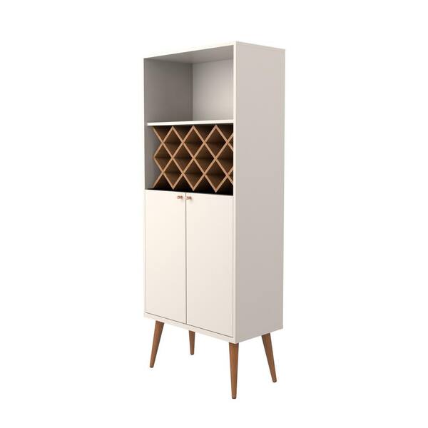 Manhattan Comfort Utopia 65.74 in. 4-Shelf White Gloss and Maple Cream Standard Bookcase