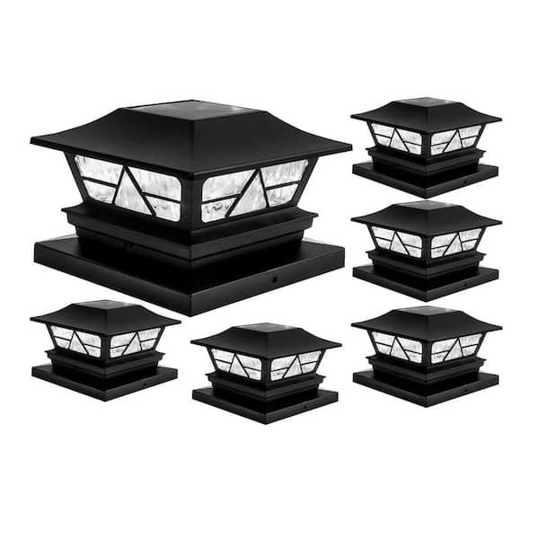 6-Pack Solar Powered Post Cap Lights Outdoor Waterproof for Wood Posts 2-Modes Warm/Cool White for Yard Garden Decor