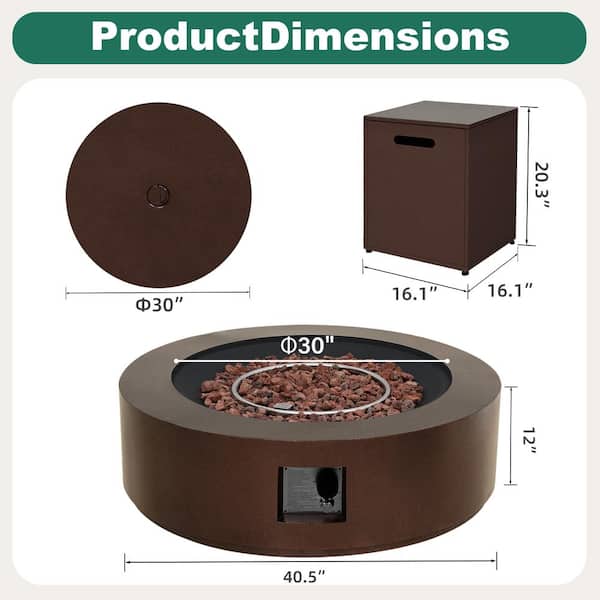 42 in. 50,000 BTU Outdoor Fire Pit Table with Propane Tank Cover, Lava Rocks and Lid