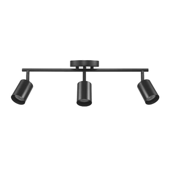 Globe Electric Pratt Less than 2 Ft. Matte Black Hard Wired 3-Light Track Lighting Kit with Pivoting Cylinder Track Heads