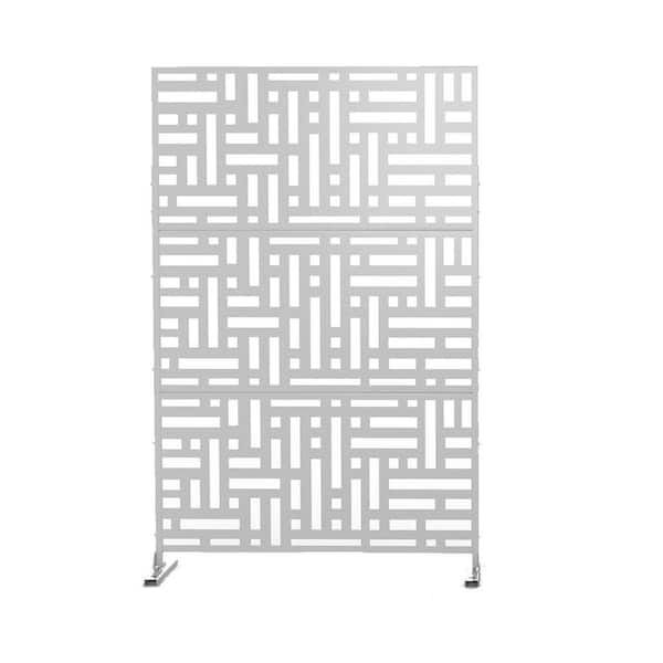 Tidoin 6.33 ft. H x 3.93 ft. W White Laser Cut Metal Privacy Mesh Screening Garden Fencing with Adjustable Panel