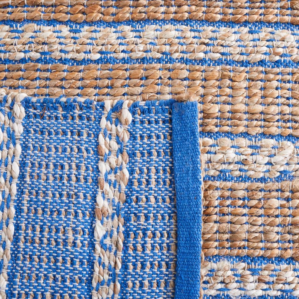 Hand-Woven Coastal Cotton Area Rug in Blue - 9' x 12'