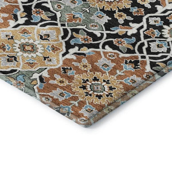 Mayfield Premium Machine Washable Abstract AMF2199 Black 5 ft. x 7 ft. 6 in. Area Rug