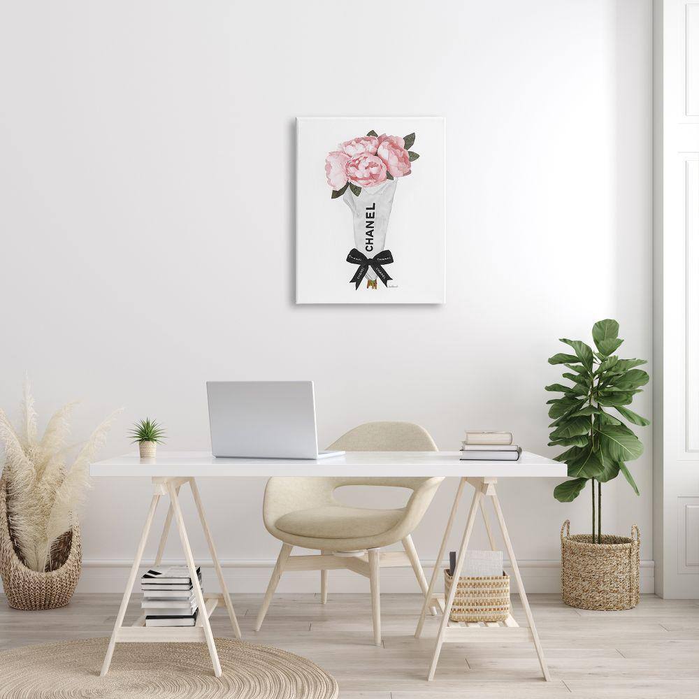 Pink Peonies Bouquet on White Canvas Wall Art, 24 x 30