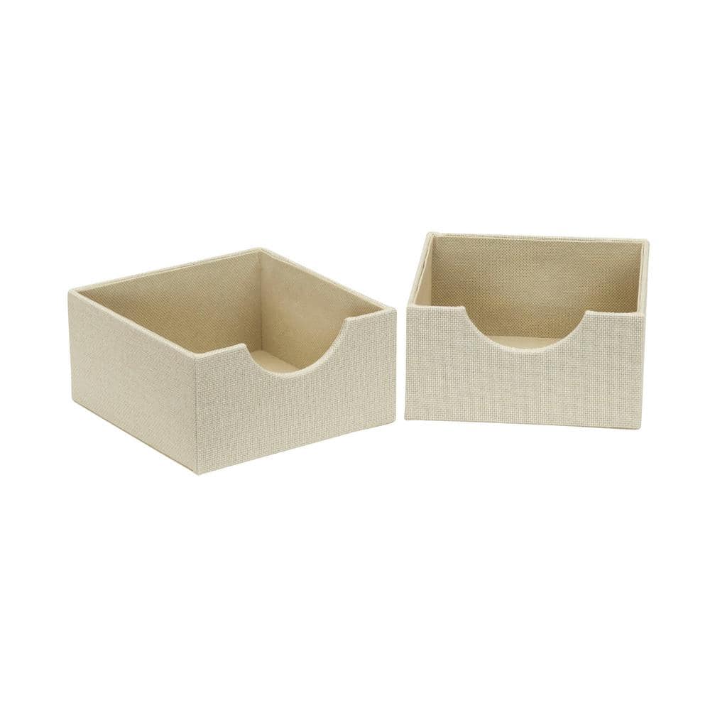 Household Essentials 2 Piece Small Square Drawer Organizer Set  Cream Linen