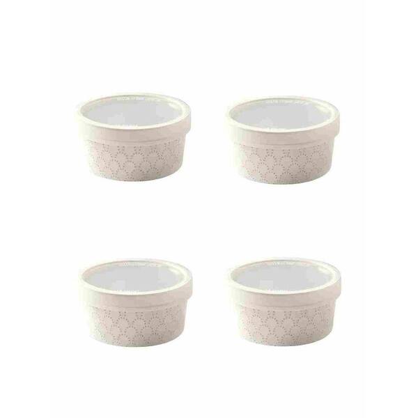 8 oz. Ceramic Ramekins with Lids Set of 4, Oven Safe Bakeware for Creme Brulee, Souffle and Dipping Sauces, White
