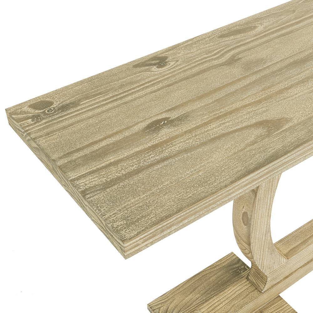 Barnwood Sandblast Pine Wood Rectangular Console Table