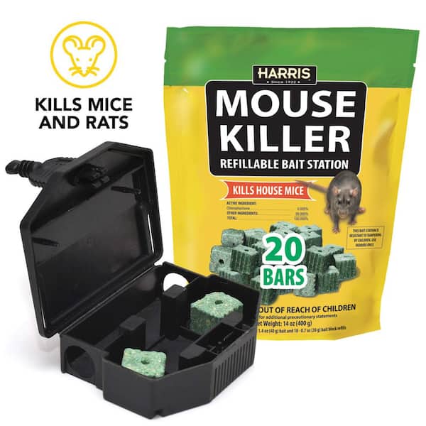 Rodent Mouse Trap Poison Mice Killer Bait Station Box with Key Refillable  Indoor Outdoor Pet Safe Pack of 4