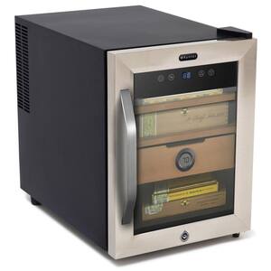 1.2 cu. ft. Stainless Steel Digital Control and Display Cigar Humidor with Spanish Cedar Shelves Wine Chiller