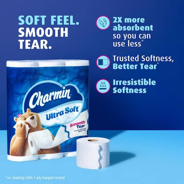 Ultra-Soft Smooth Tear Toilet Paper (30 Mega Rolls)