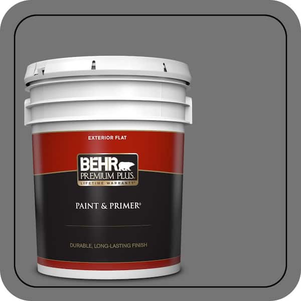 BEHR PREMIUM PLUS 5 gal. #N520-5 Iron Mountain Flat Exterior Paint & Primer