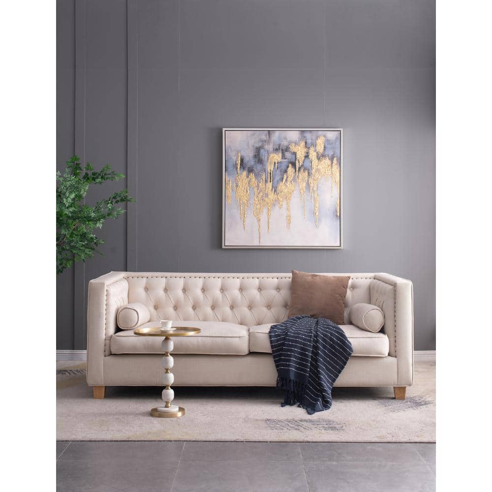 Gold and White Marble Metal Round Side Table