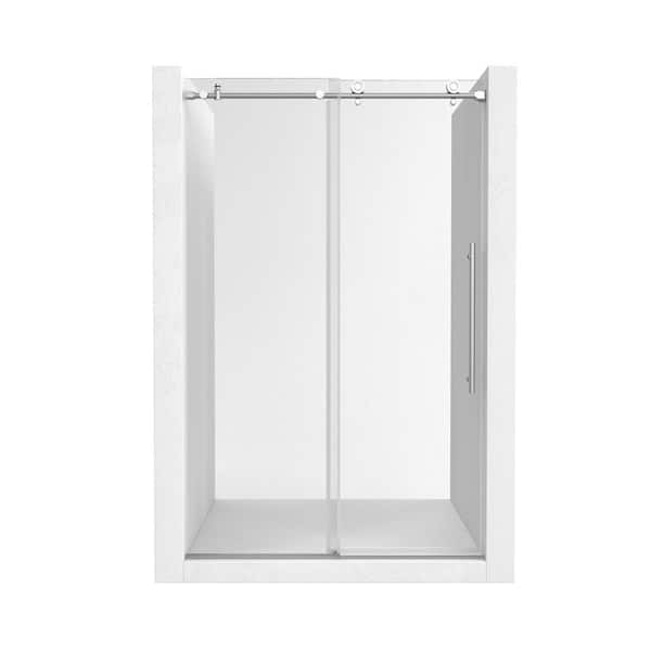 48 in. W x 76 in. H Sliding Frameless Clear SGCC Certified Glass Shower Door in Chrome
